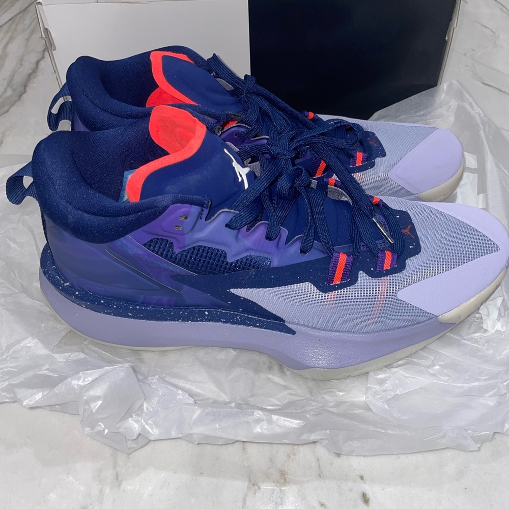 Jordan Zion basketball shoe Purple and Blue Athletic Sneakers